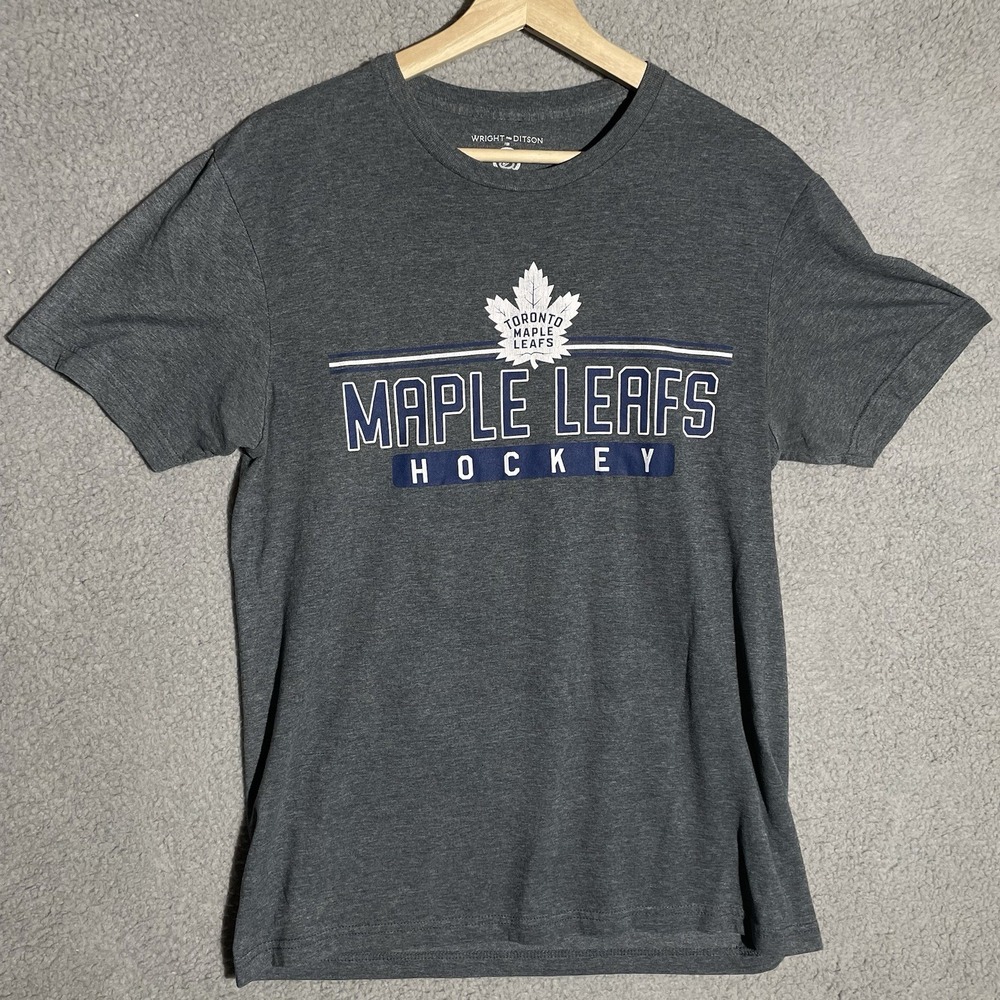 Wright & Ditson T Shirt Mens Medium Gray Toronto Maple Leafs NHL Hockey